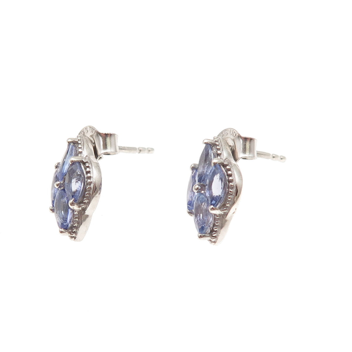 D'Joy 925 Sterling Silver Real Marquise-Cut Tanzanite Stud Earrings