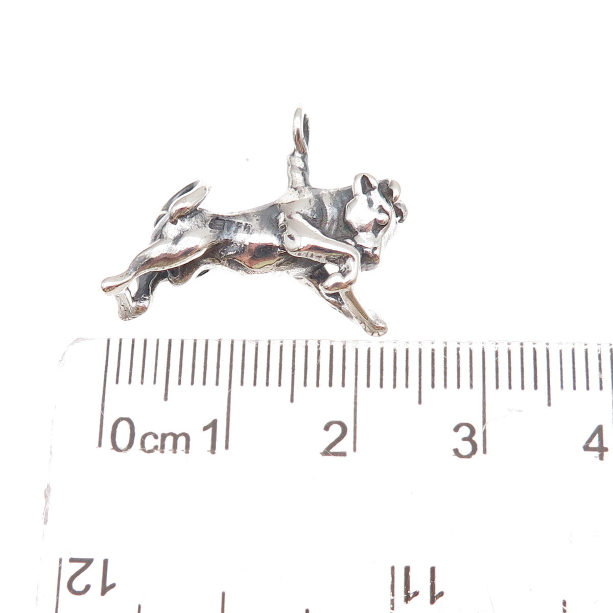 925 Sterling Silver Vintage Taurus Zodiac Sign Oxidized 3D Charm Pendant