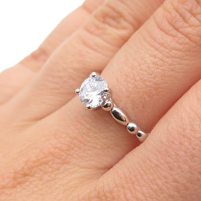 925 Sterling Silver Round-Cut C Z Engagement Ring Size 8.25