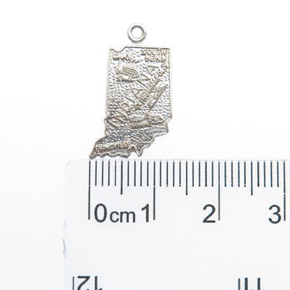 FRENCH & FRANKLIN 925 Sterling Silver Vintage Indiana State Minimalist Pendant