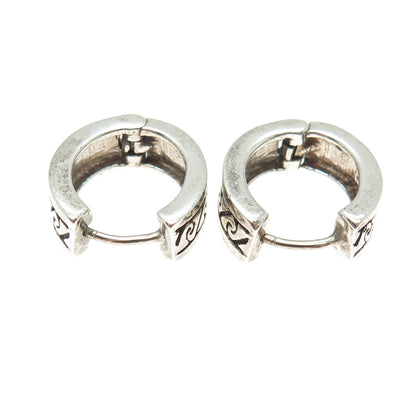 925 Sterling Silver Vintage Swirl Ethnic Hoop Earrings