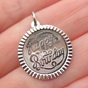 925 Sterling Silver Vintage ISJC Happy Birthday Mini Charm Pendant