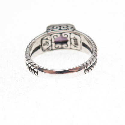 Annika Witt 925 Sterling Silver Vintage Lavender C Z Oxidized Ring Size 8.25