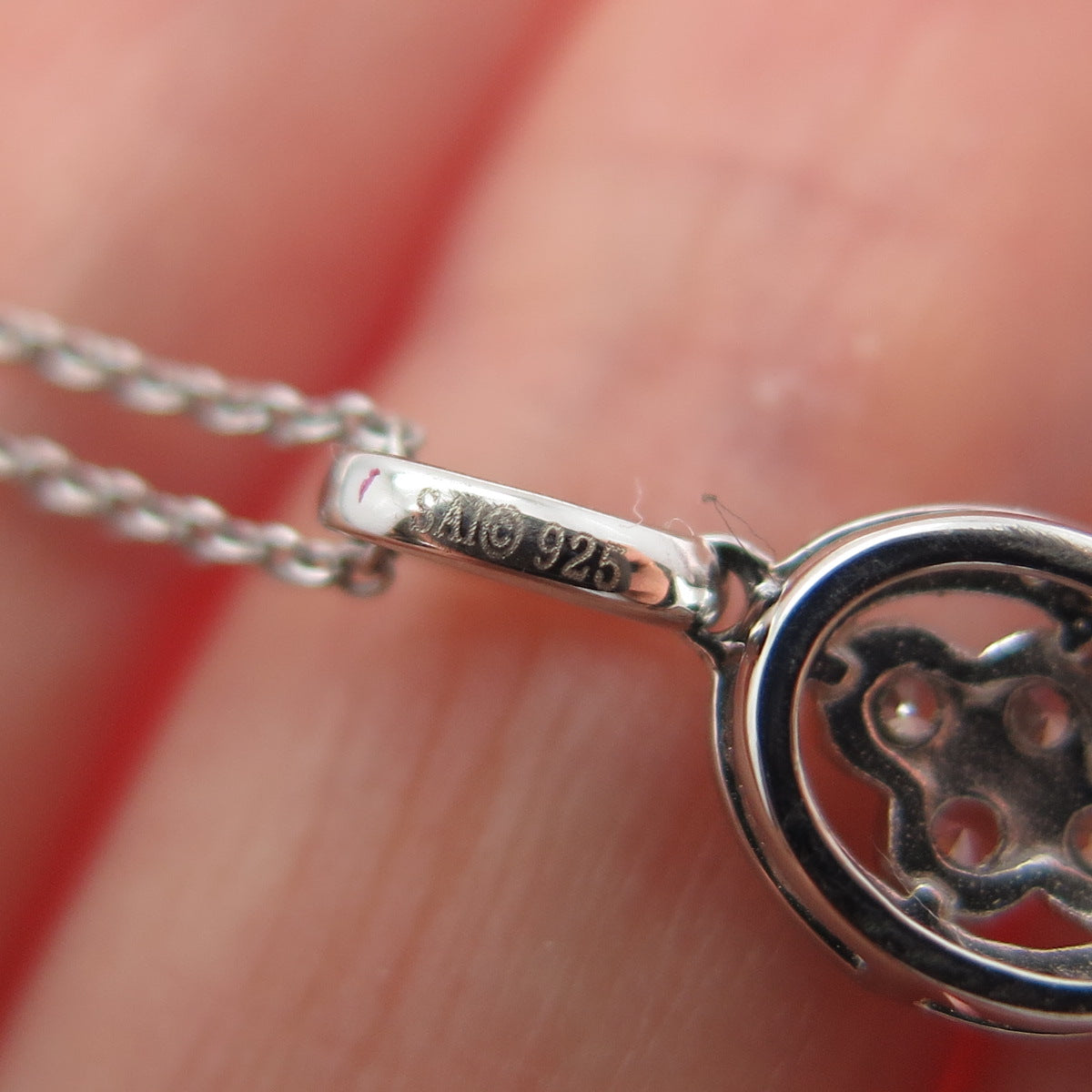 SAI 925 Sterling Silver 2-Tone Round-Cut C Z Cross Cable Chain Necklace 18"