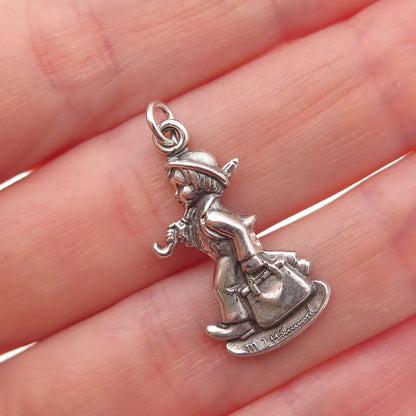 Goebel 925 Sterling Silver Vintage 1990 Merry Wanderer M.I. Hummel Mini Pendant