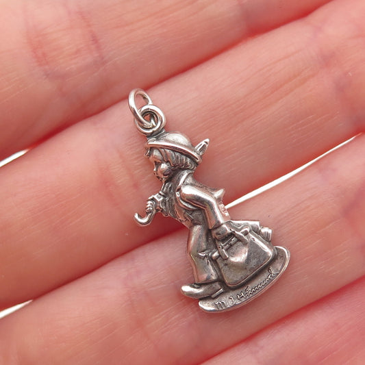 Goebel 925 Sterling Silver Vintage 1990 Merry Wanderer M.I. Hummel Mini Pendant
