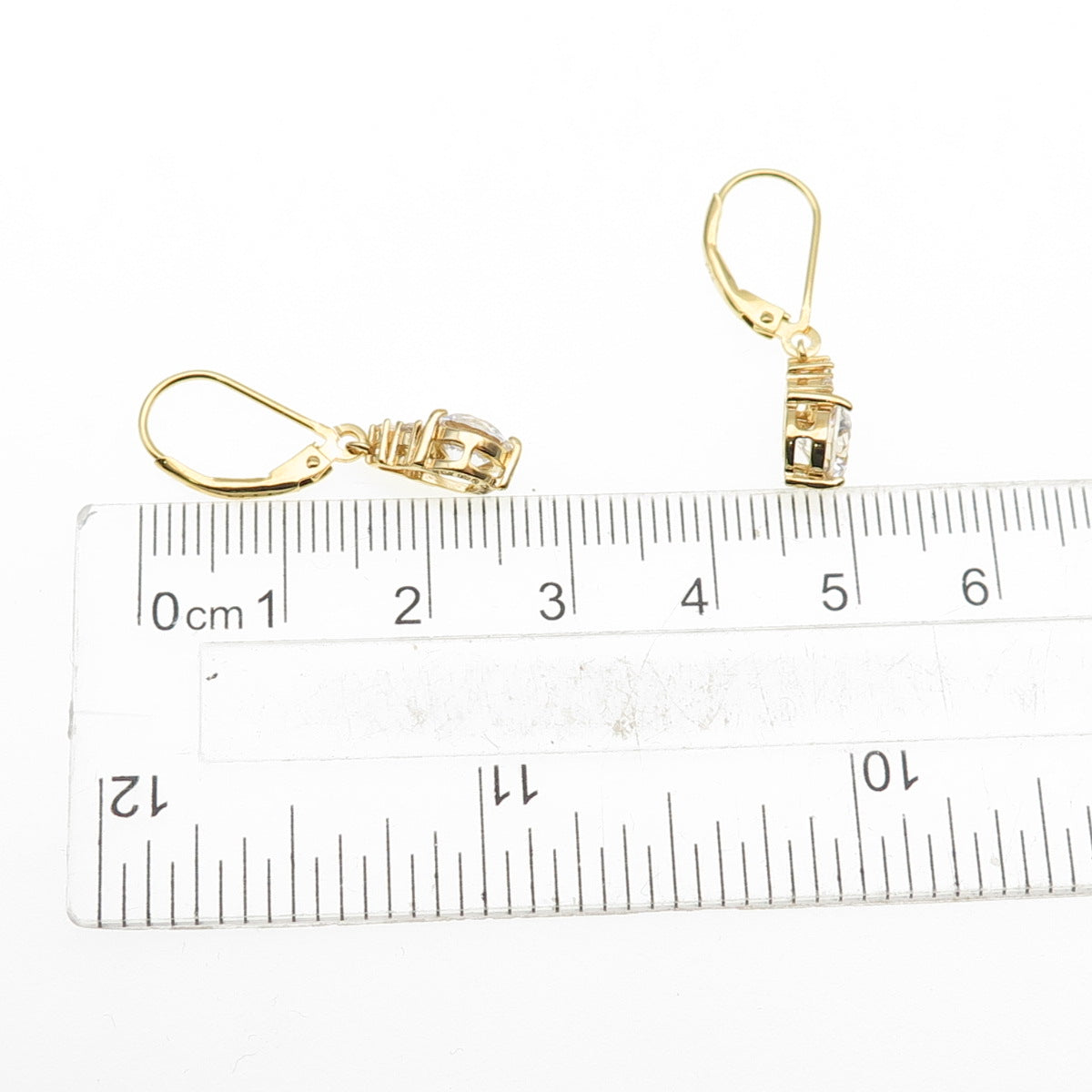 925 Sterling Silver Gold Plated Round-Cut C Z Dangle Earrings