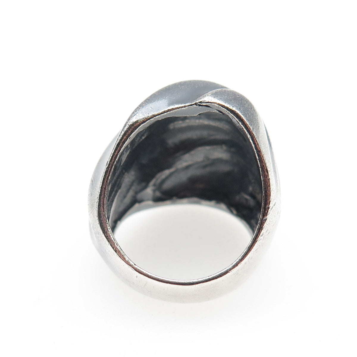 925 Sterling Silver Vintage Mexico Modernist Dome Oxidized Ring Size 6.75