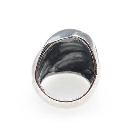 925 Sterling Silver Vintage Mexico Modernist Dome Oxidized Ring Size 6.75