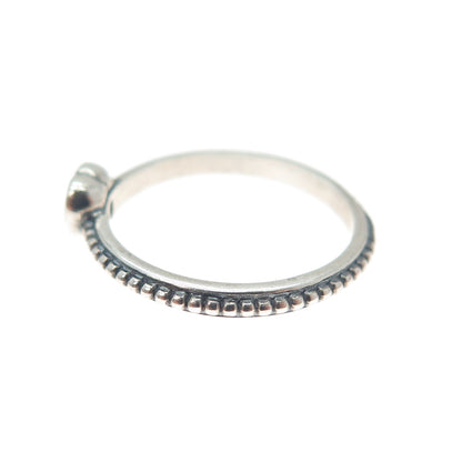 925 Sterling Silver Heart-Cut C Z Granulated Oxidized Ring Size 5