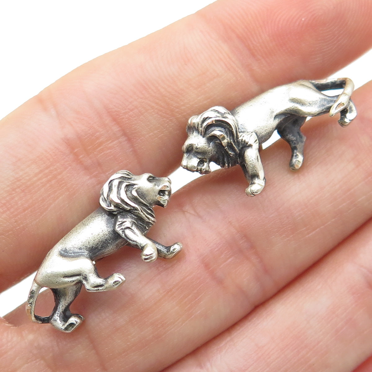 925 Sterling Silver Antique Lion / Leo Zodiac Sign Cufflinks