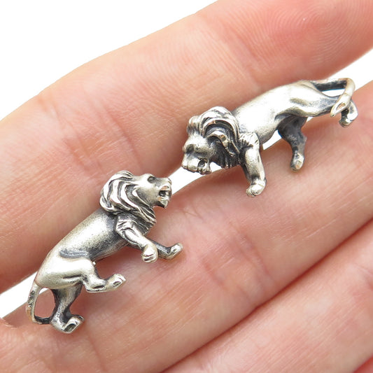 925 Sterling Silver Antique Lion / Leo Zodiac Sign Cufflinks