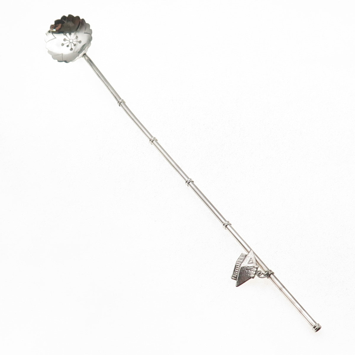 925 Sterling Silver Antique Japan House Charm Bamboo Iced Tea Straw Spoon