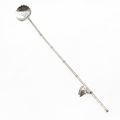 925 Sterling Silver Antique Japan House Charm Bamboo Iced Tea Straw Spoon