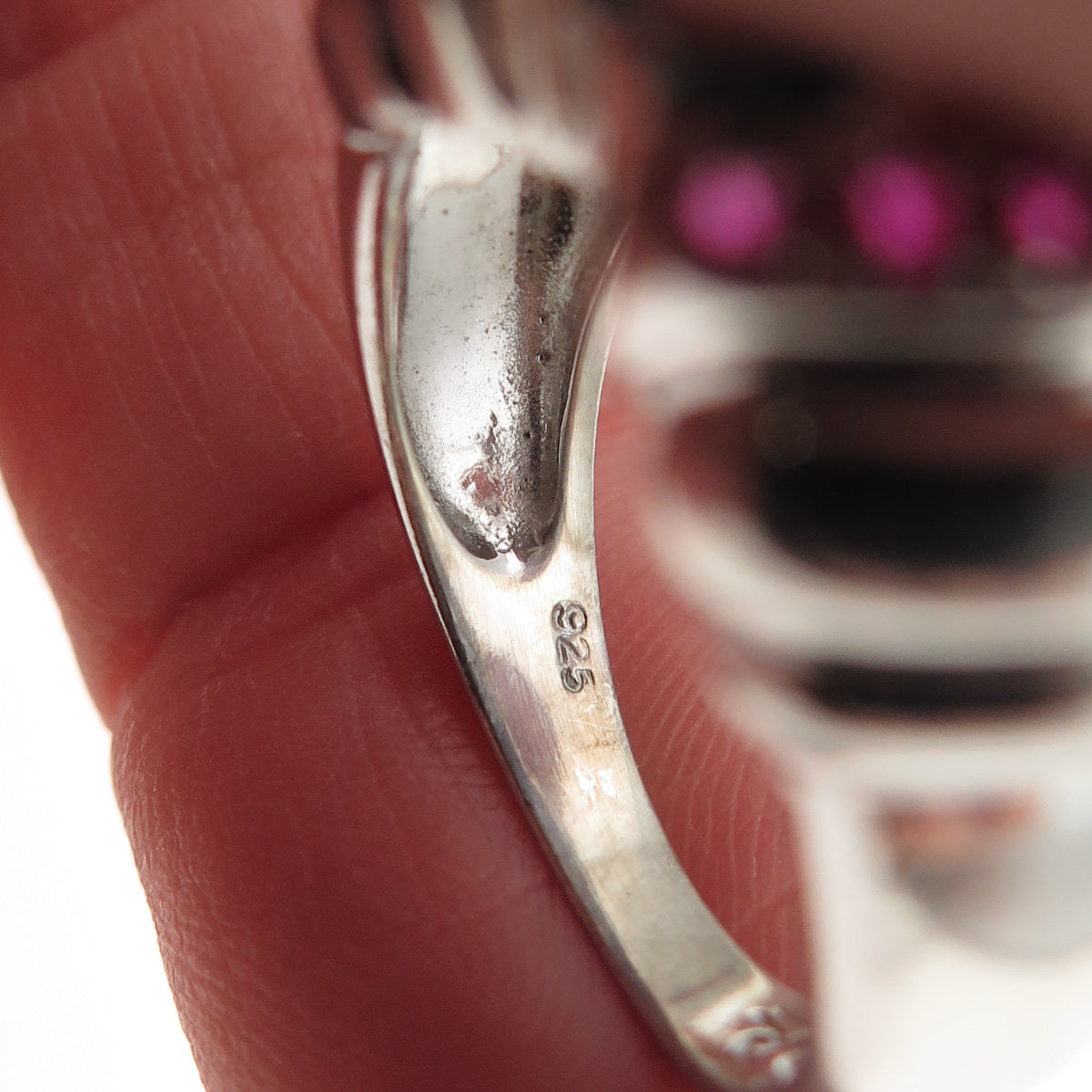 Ross Simons 925 Sterling Silver Real London Blue Topaz & Ruby Ring Size 6.75