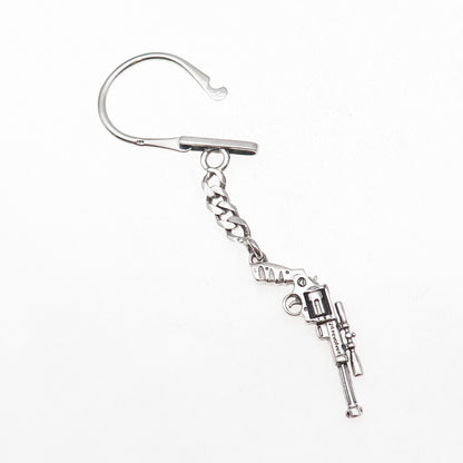 925 Sterling Silver Vintage Revolver Key Fob Chain