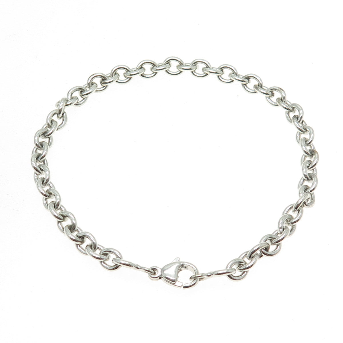 925 Sterling Silver Rolo Link Bracelet 7.5"