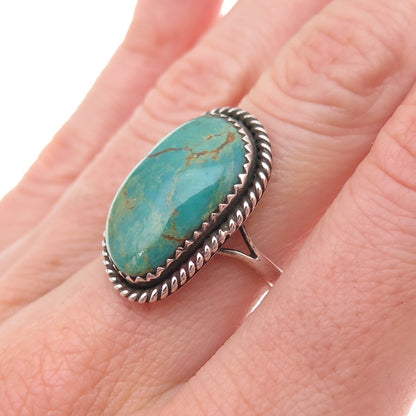 Old Pawn 925 Sterling Silver Vintage Kingman Turquoise Tribal Ring Size 6.25