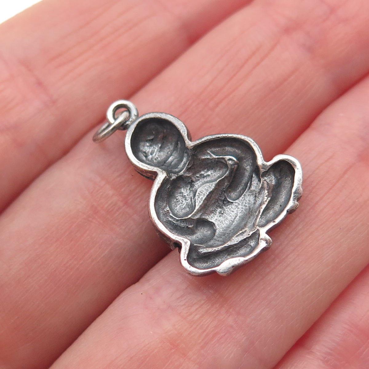 925 Sterling Silver Vintage Buddha Oxidized Mini Charm Pendant