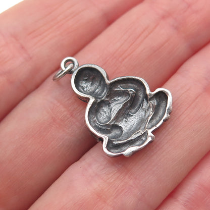 925 Sterling Silver Vintage Buddha Oxidized Mini Charm Pendant