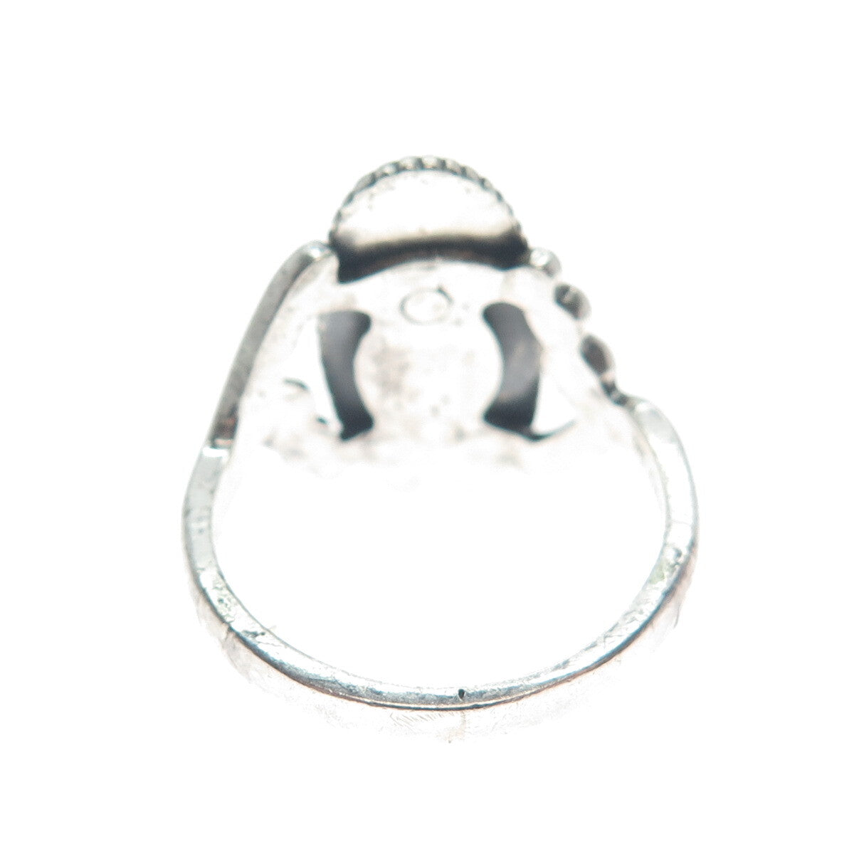 WHEELER MFG CO 925 Sterling Silver Vintage Hematite Gem Twisted Ring Size 6.5