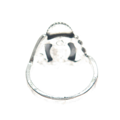 WHEELER MFG CO 925 Sterling Silver Vintage Hematite Gem Twisted Ring Size 6.5