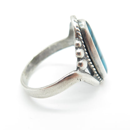 BELL TRADING POST 925 Sterling Silver Vintage Bisbee Turquoise Ring Size 7.5