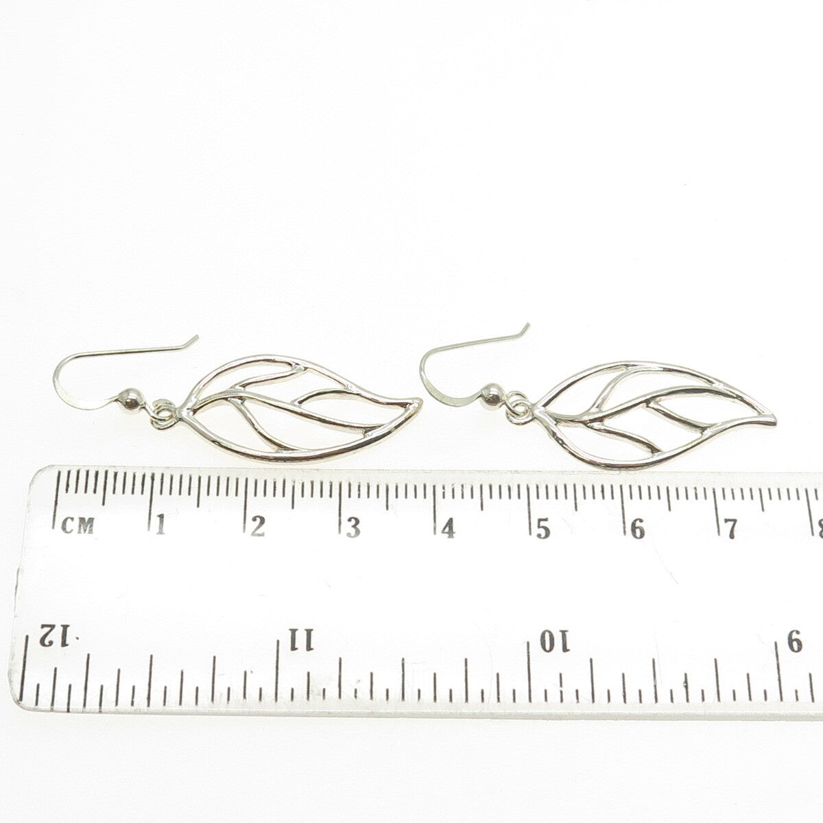 925 Sterling Silver Floral Leaf Dangling Earrings