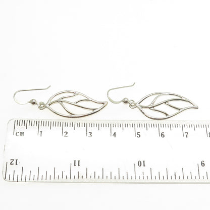 925 Sterling Silver Floral Leaf Dangling Earrings