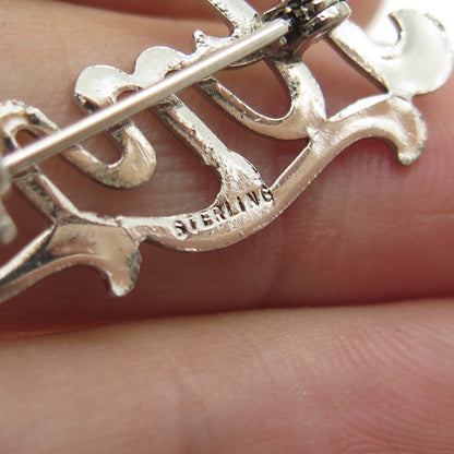 925 Sterling Silver Vintage "Ann" Name Pin Brooch