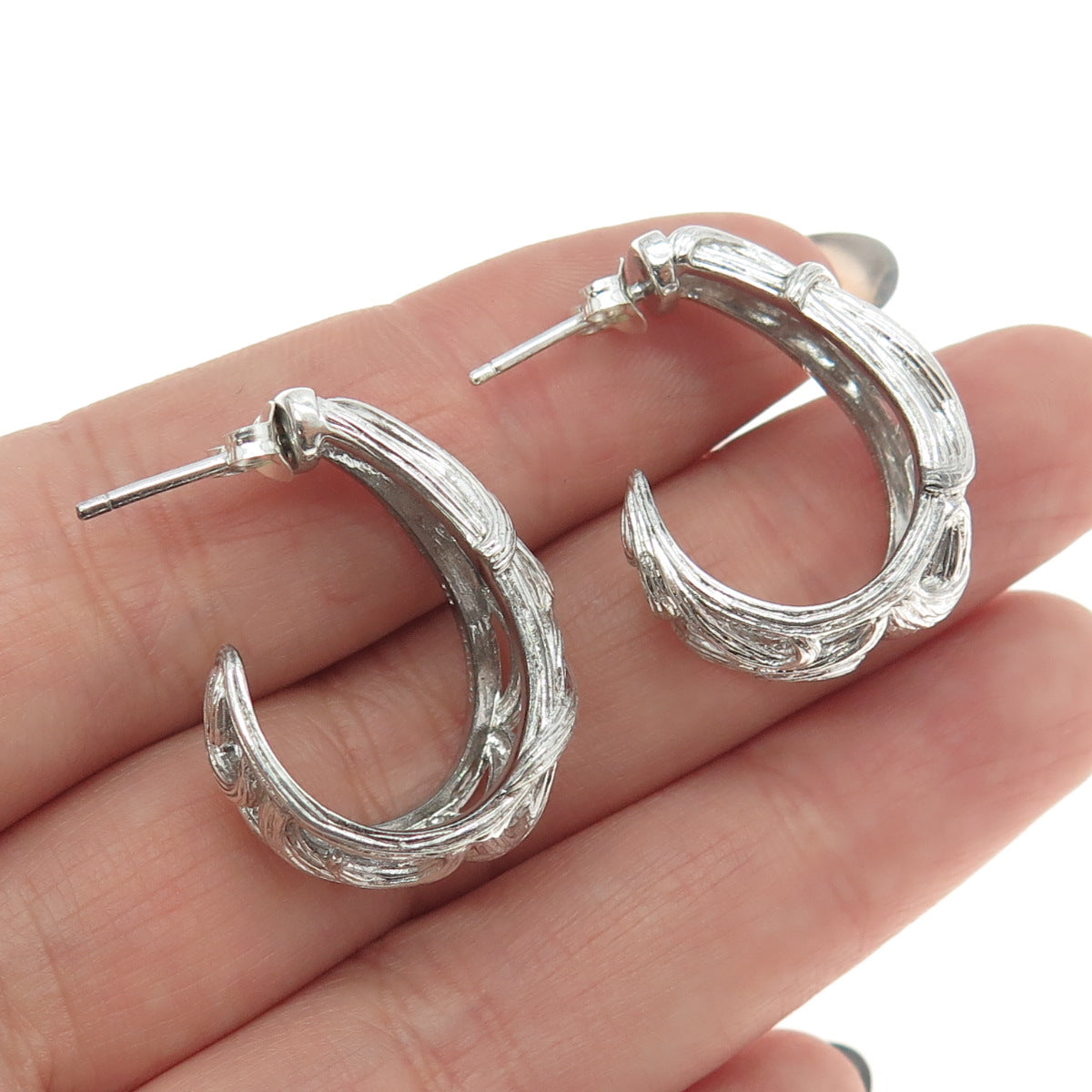 ARIVA 925 Sterling Silver Vintage Ornate Hoop Earrings