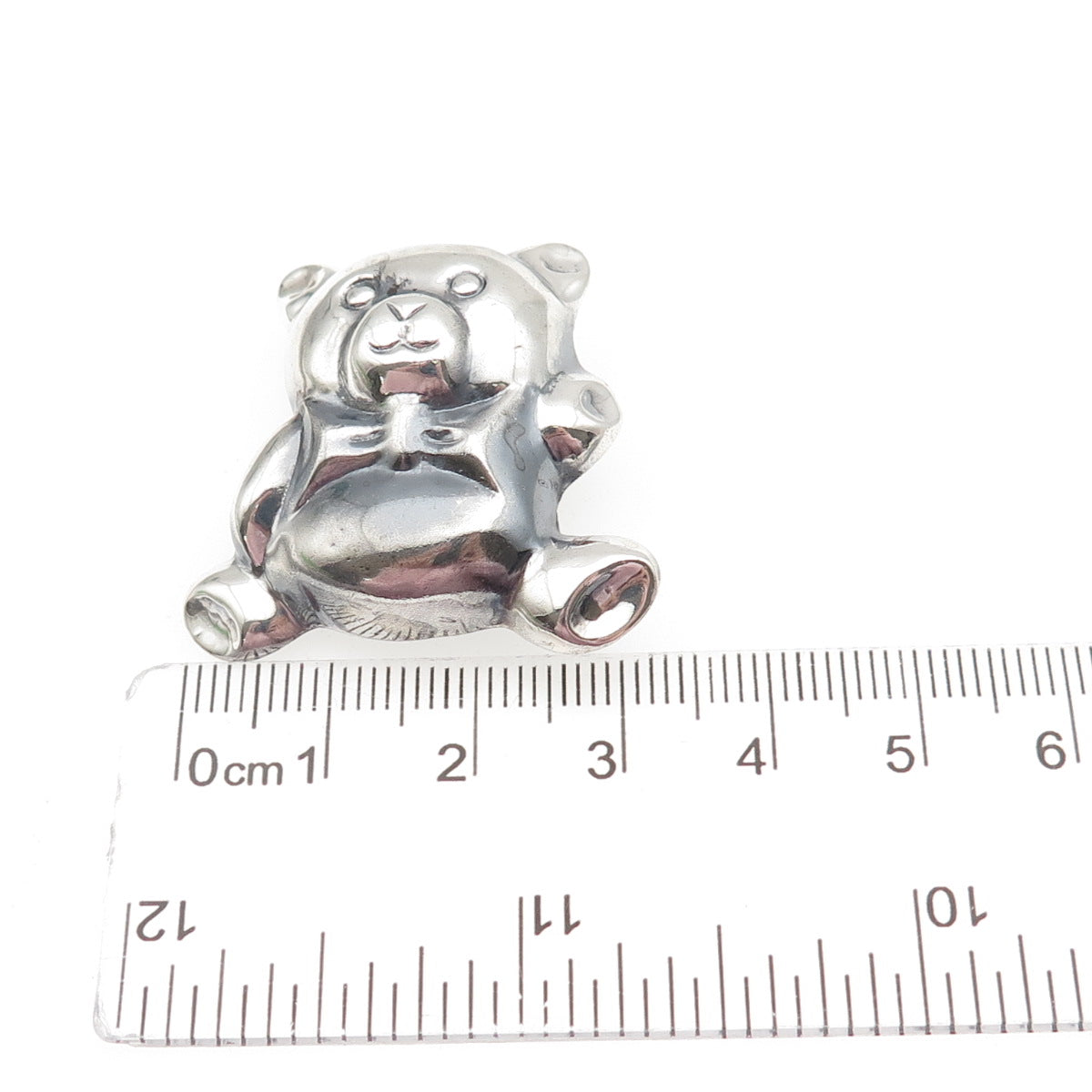 925 Sterling Silver Vintage Teddy Bear Puffy Oxidized Pin Brooch