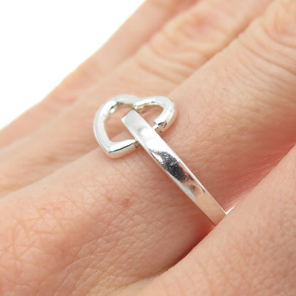 CHAPAL ZENRAY Sterling Silver Vintage Modernist Interlocked Heart Ring Size 7.25