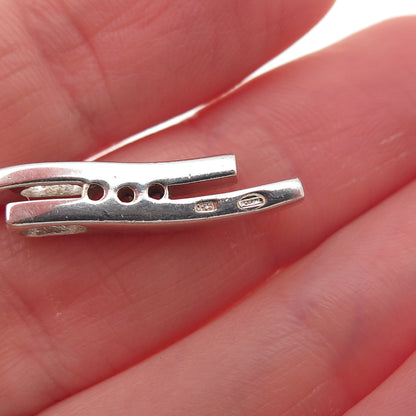 Fossil 925 Sterling Silver Pink C Z Modernist Mini Slide Charm Pendant