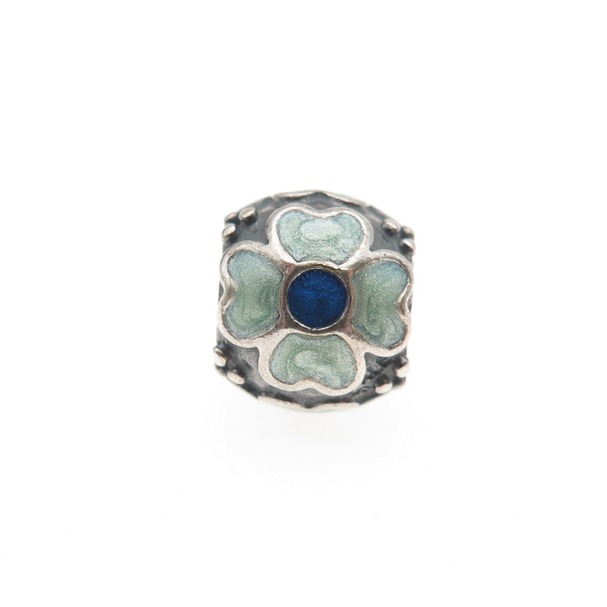 Pandora 925 Sterling Silver Enamel Blue Daisy Slide Bead Charm