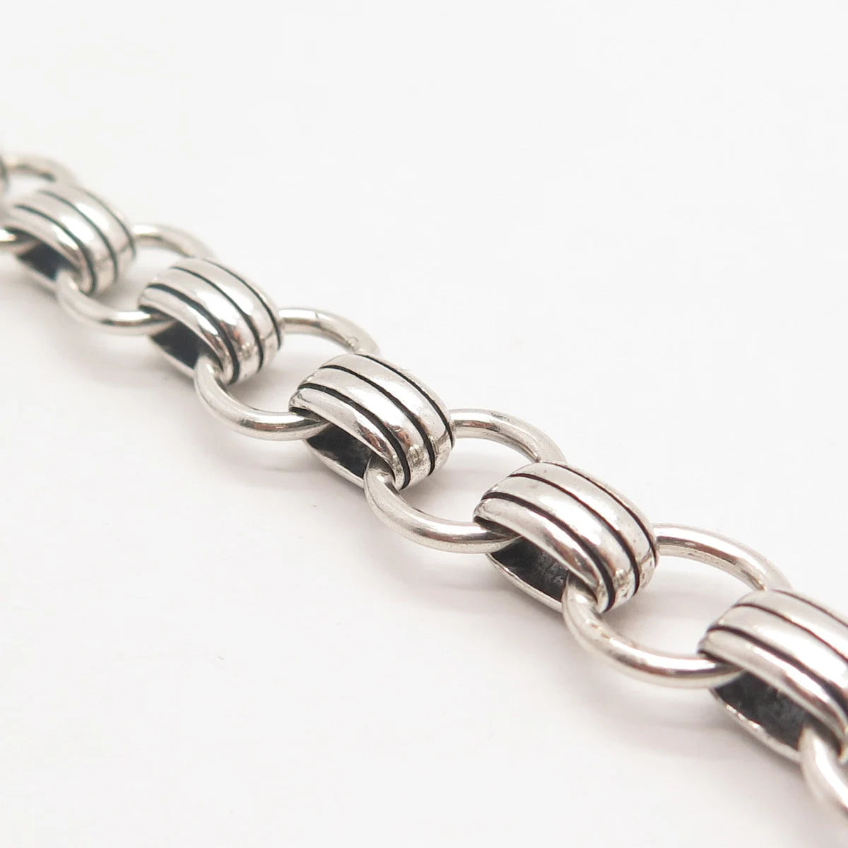 925 Sterling Silver Vintage Rolo Link Bracelet 7"