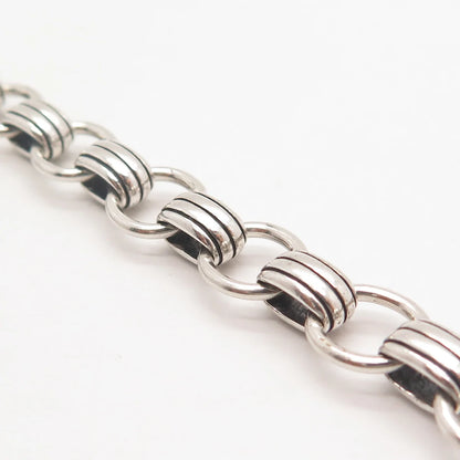 925 Sterling Silver Vintage Rolo Link Bracelet 7"