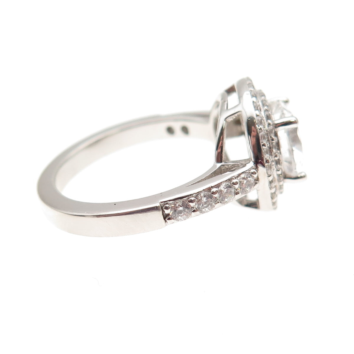 DSMK 925 Sterling Silver Round-Cut C Z Engagement Ring Size 7