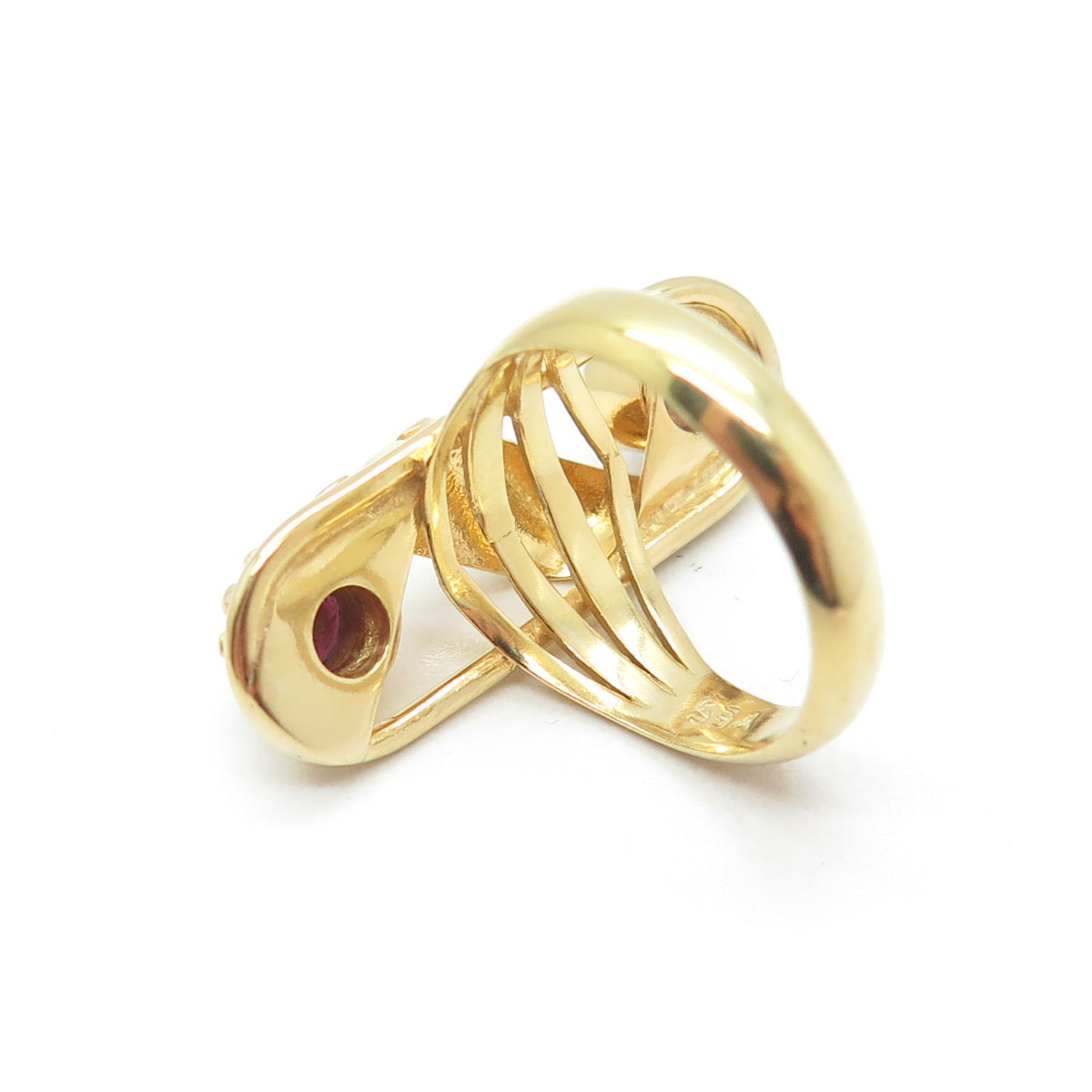 YES SILVER JEWELRY Sterling Gold Plated Vintage Amethyst & Garnet Ring Size 6.75