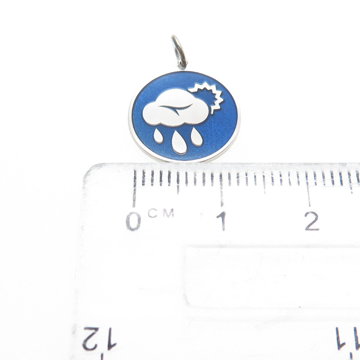 925 Sterling Silver Blue Enamel Rainy Season Minimalist Charm Pendant