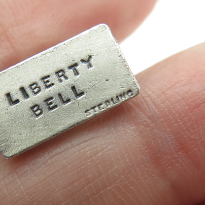 925 Sterling Silver Antique Art Deco Liberty Bell 3D Pendant
