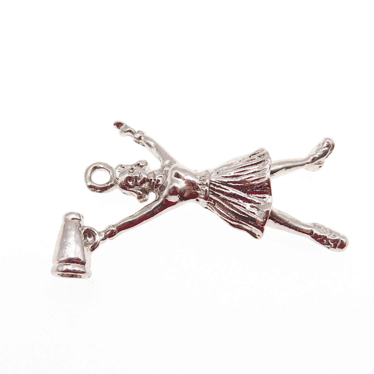 925 Sterling Silver Vintage Cheerleader Charm Pendant