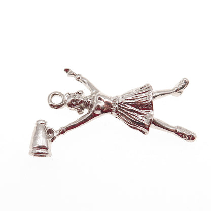 925 Sterling Silver Vintage Cheerleader Charm Pendant