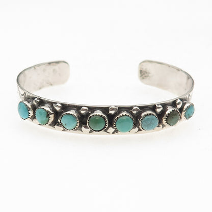Old Pawn Sterling Silver Vintage Turquoise Snake Eye Adjustable Bracelet 5.75"
