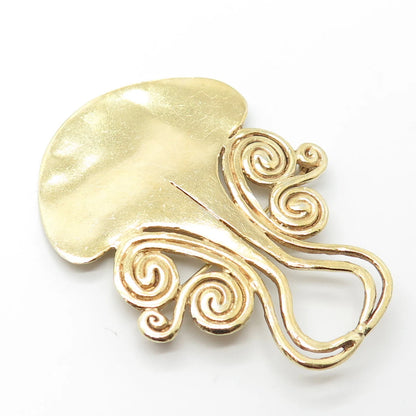 925 Sterling Silver Gold Plated Vintage Swirl Pin Brooch
