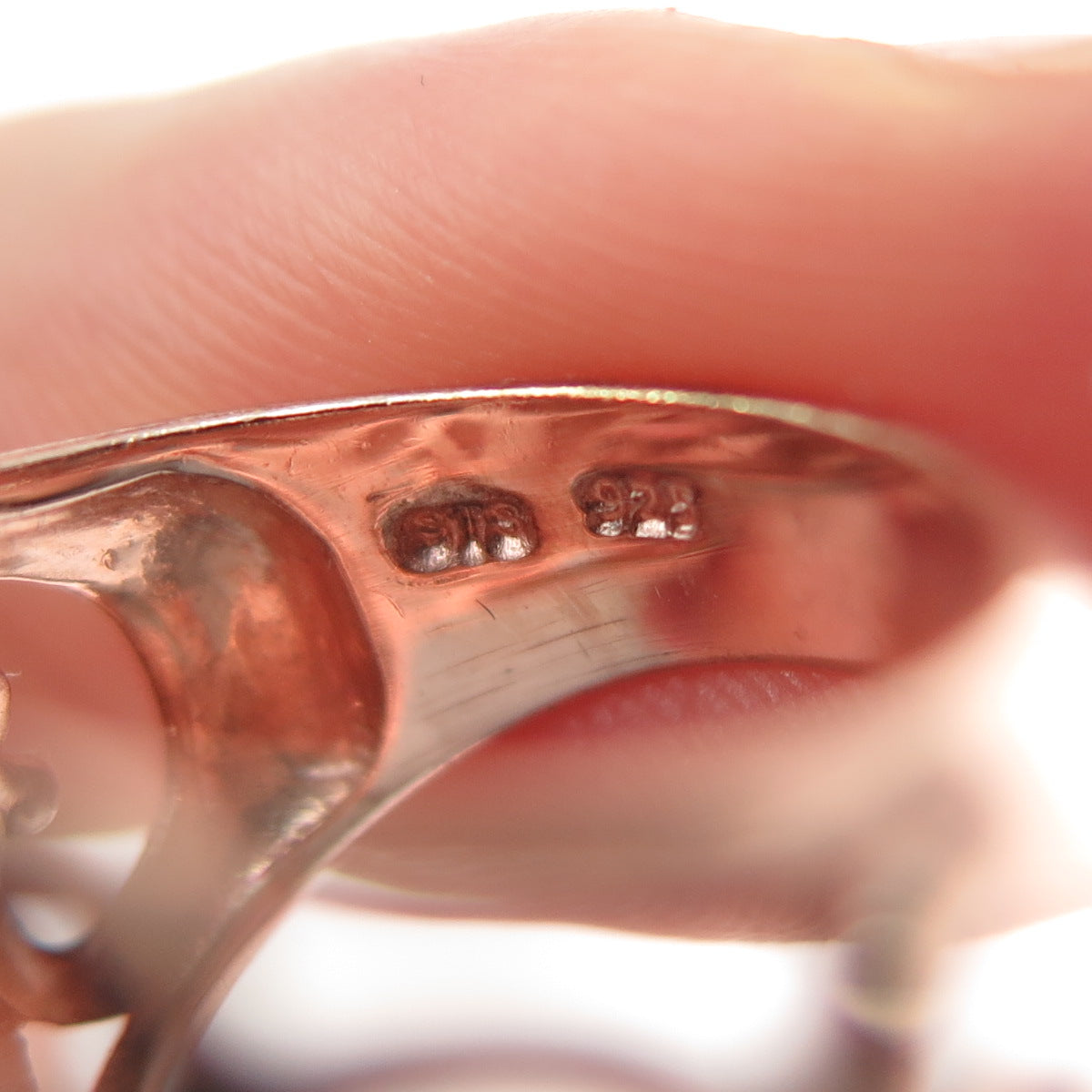 CHUCK CLEMENCY Sterling Silver Rose Gold Plated Amethyst & Topaz Ring Size 5.25