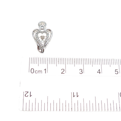 925 Sterling Silver Round-Cut C Z Angel Heart Minimalist Slide Pendant