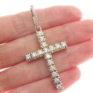925 Sterling Silver Gold Plated Round-Cut Shaped C Z Cross Pendant