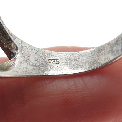 925 Sterling Silver Vintage Broken Skull Biker Oxidized Ring Size 10.5