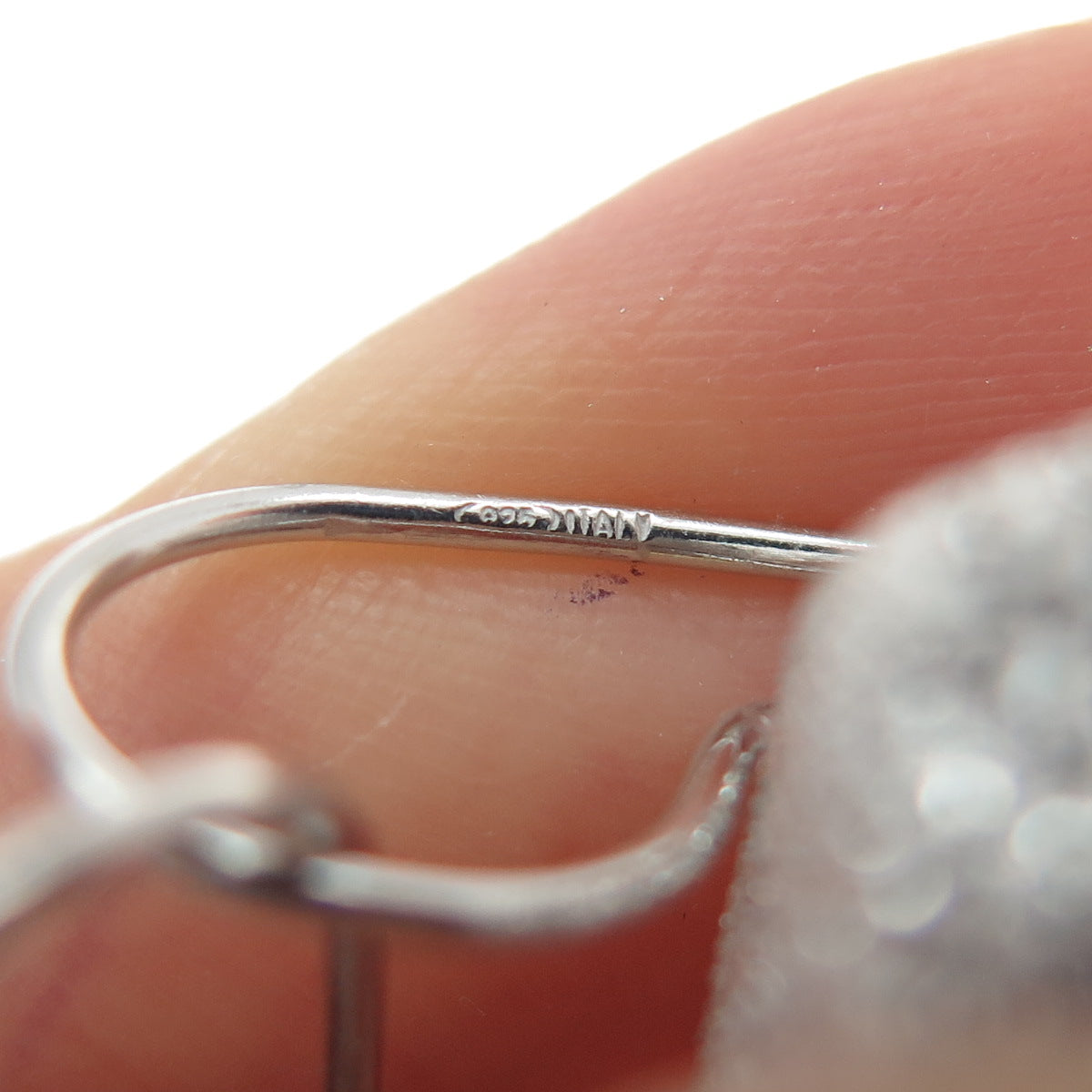 925 Sterling Silver Vintage Italy Modernist Textured Drop Bead Earrings